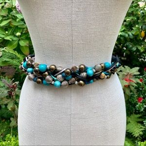 Vintage Carolyn Tanner Blue, Silver & Black Belt